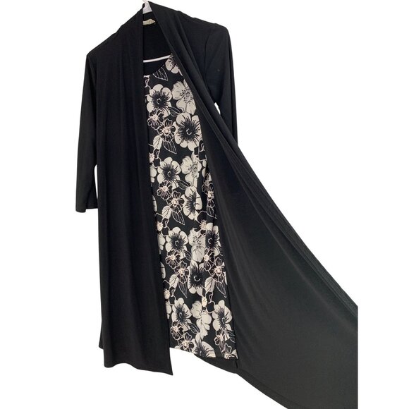 Tiffany & Grey Layered Look Dress Small Floral & Cardigan Overlay RCC10455 - Picture 6 of 7